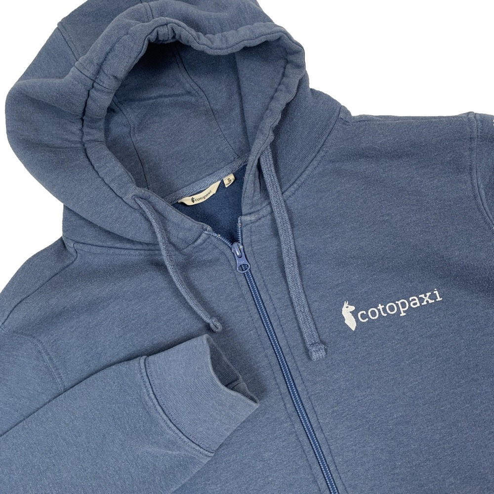 Cotopaxi Hoodie Organic Cotton Blend Full-Zip Sweatshirt Men S Blue Long Sleeve